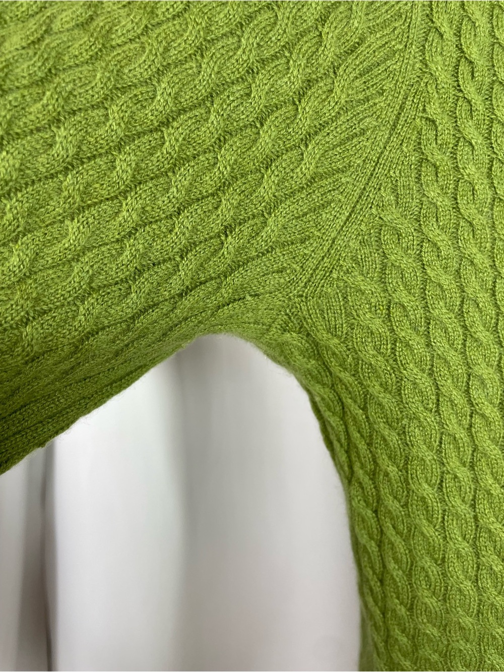 Talbots 100% Cashmere Cable Knit Turtleneck Sweater Green Medium Soft Luxury - Picture 4 of 11